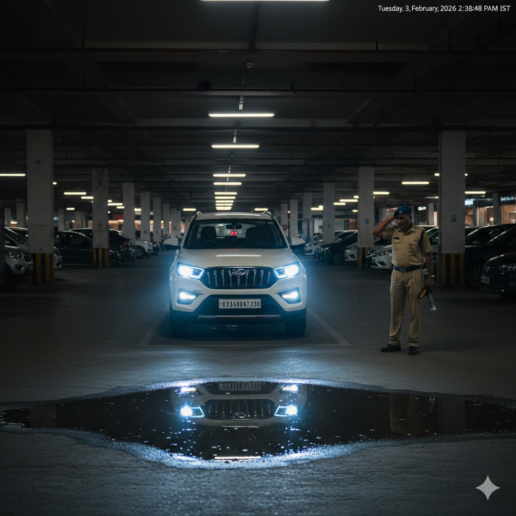 Headlights left on in parking garage